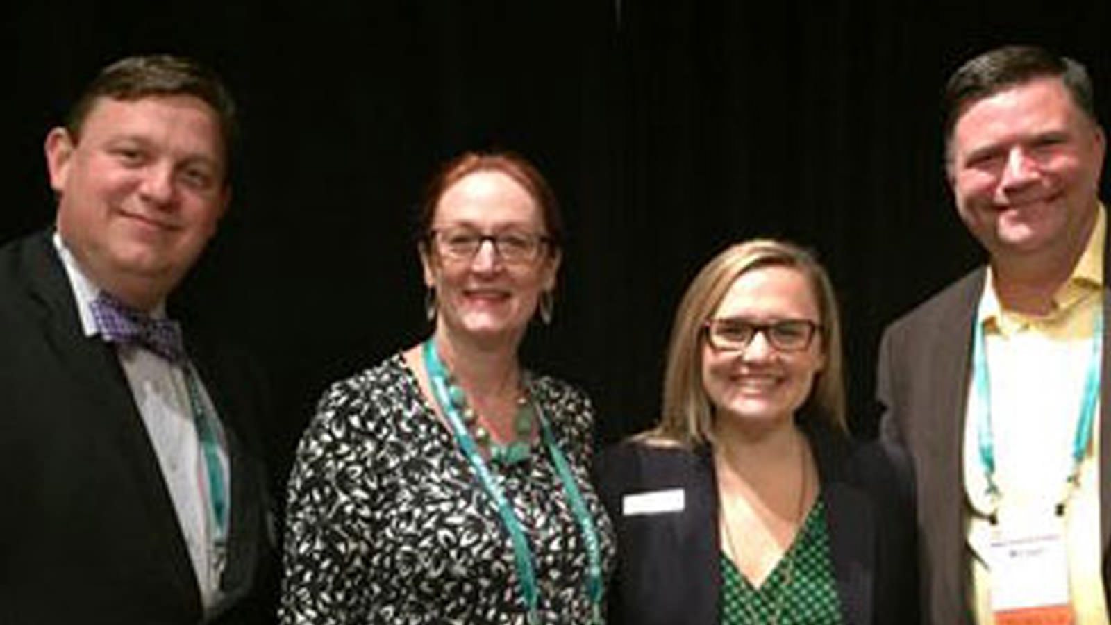 Photographed at NASPA 2016: Adam Peck (Stephen F. Austin State University), Anne Lundquist (Western Michigan University), Kate Griffin (Campus Labs), and Michael Preston (Florida Consortium of Metropolitan Research Universities).